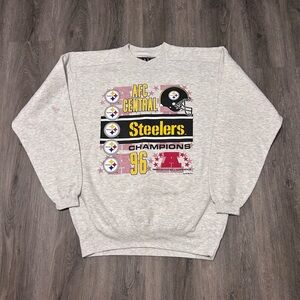 Vintage 90s 1996 Pittsburgh Steelers Football Champions Gray Sweatshirt Tagged M